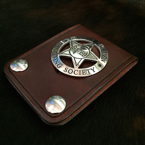 Cowboy leather badge holder great for SASS Single Action Shooters Society