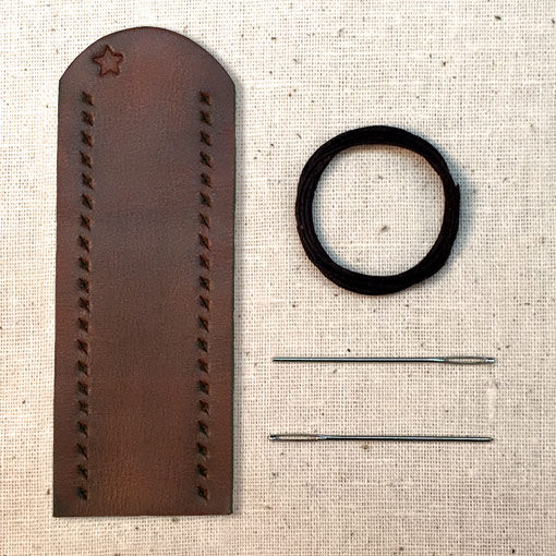 Medium brown leather lever wrap with baseball stitch