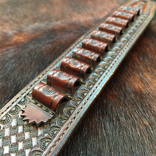 Cowboy leather loading strip great for SASS Single Action Shooters Society