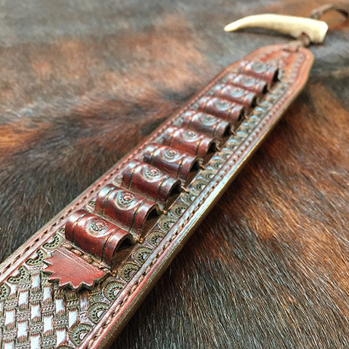 Cowboy leather loading strip great for SASS Single Action Shooters Society