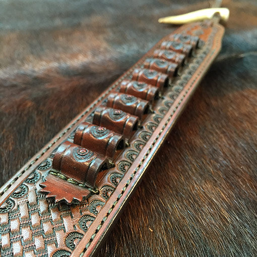 Cowboy leather loading strip great for SASS Single Action Shooters Society