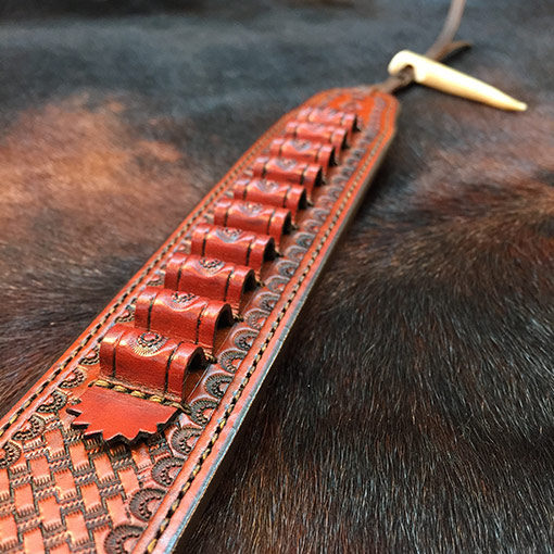 Cowboy leather loading strip great for SASS Single Action Shooters Society