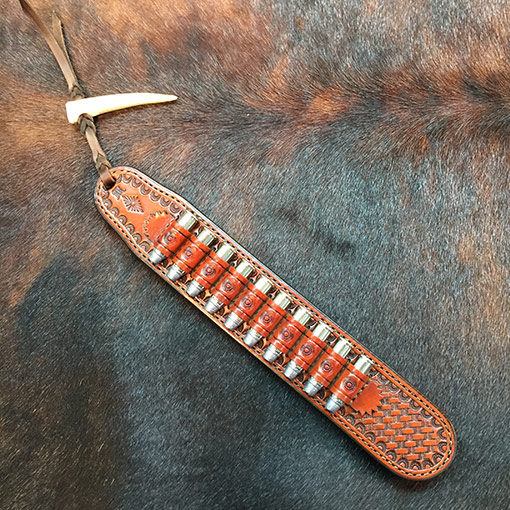 Cowboy leather loading strip great for SASS Single Action Shooters Society