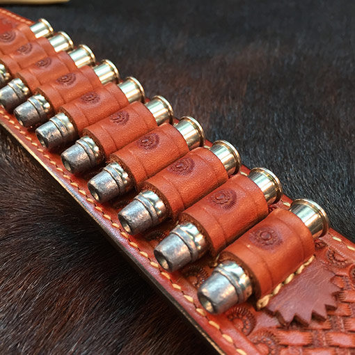 Cowboy leather loading strip great for SASS Single Action Shooters Society