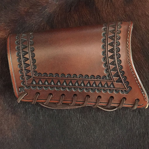 Cowboy leather stock cover shown in medium brown