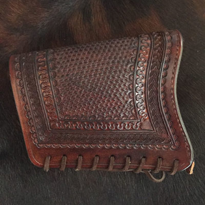Cowboy leather stock cover shown in medium brown