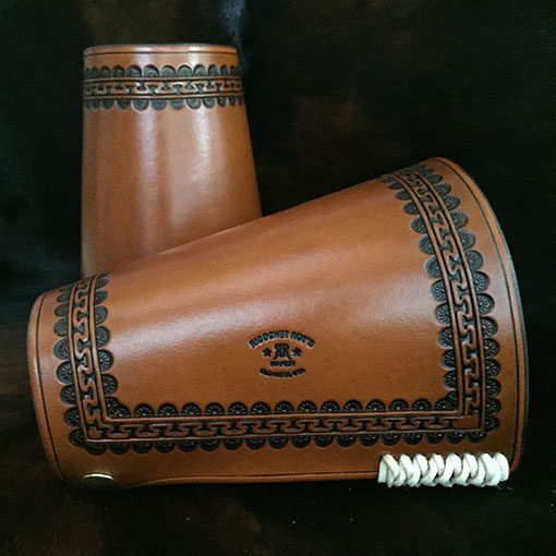 Authentic leather cowboy roping cuffs with braid